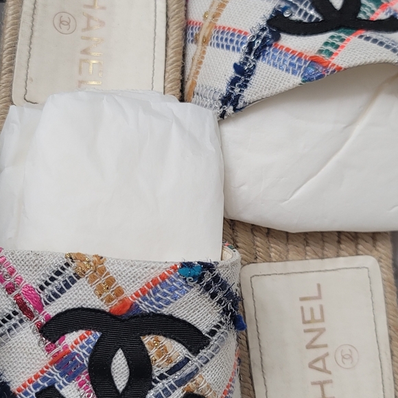 Authentic Chanel Tweed Mules 39EU very good condition White, Tweed - Picture 5 of 10